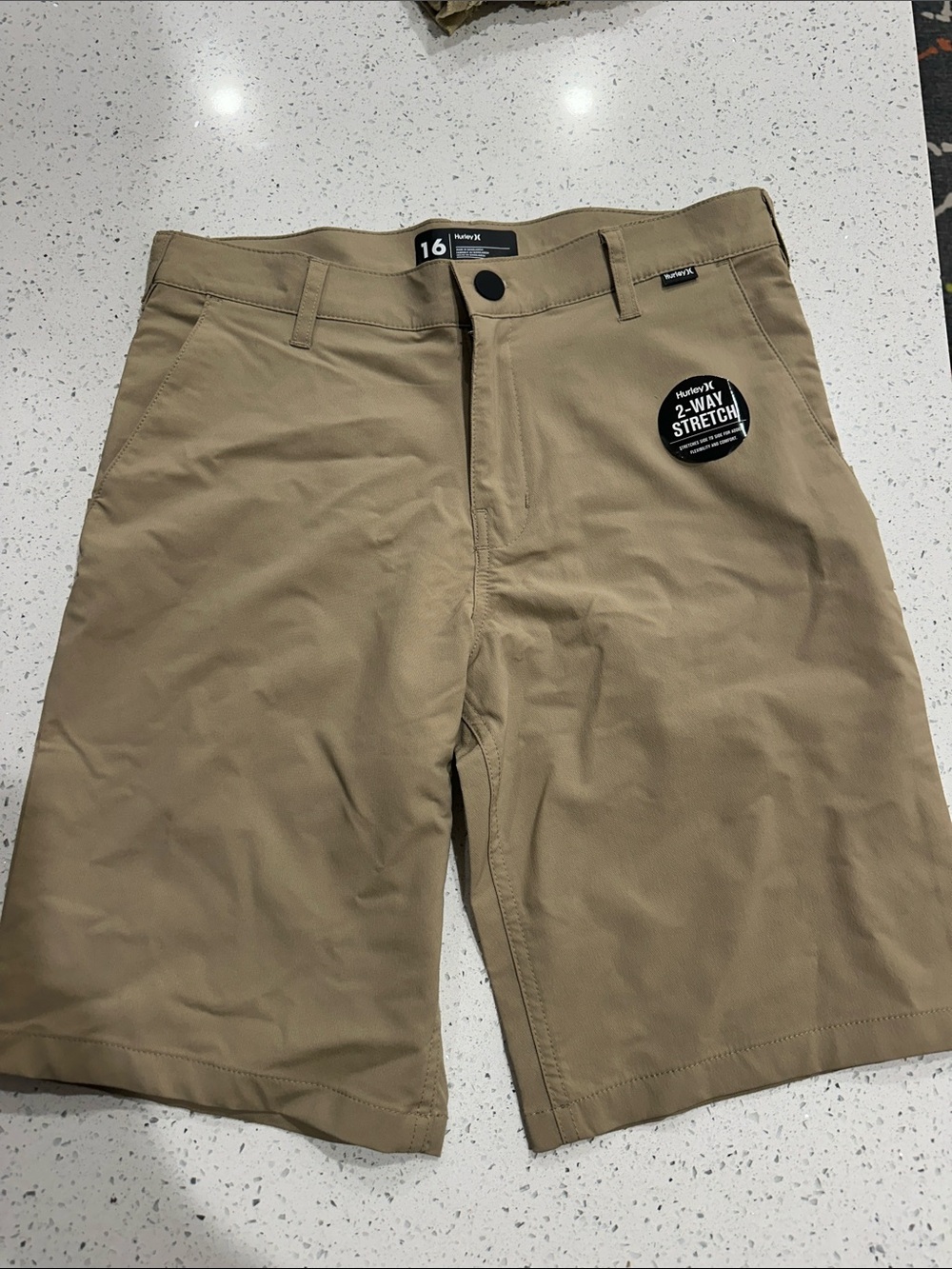 Hurley boys 2-Way Stretch Tan Chino Shorts